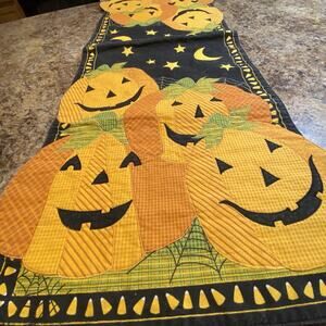 Halloween Table Runner 12x34 Inch Jack-O'-Lantern Pumpkin Moon Stars Decor